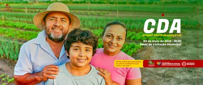 PREFEITURA DE GUAÇUÍ ABRE CHAMADA PÚBLICA PARA COMPRA DIRETA DE ALIMENTOS (CDA)