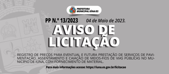 Aviso de Licitação Nº 13/2023