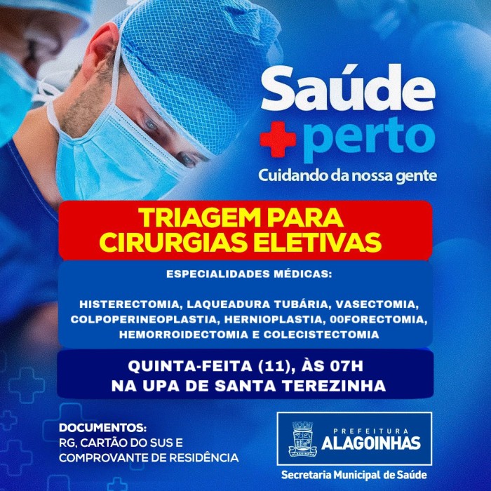 Triagem para cirurgias eletivas acontece na UPA de Santa Terezinha no dia 11 de maio