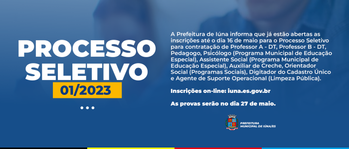 Prefeitura de Iúna abre Processo Seletivo para área da Educação e Programas Sociais