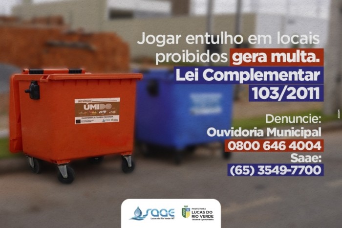 Saae reforça a necessidade do descarte correto de resíduos nos contentores