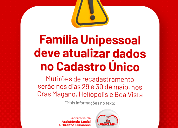 Família Unipessoal deve atualizar dados no Cadastro Único