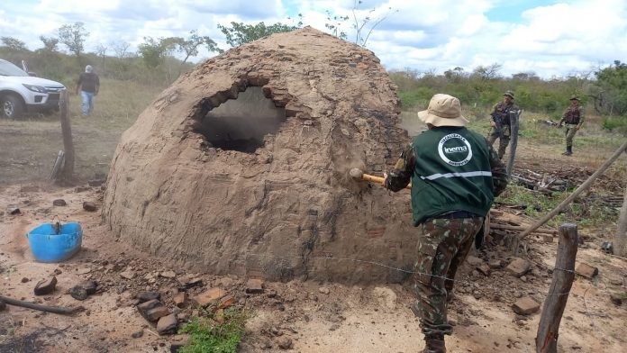 Inema e Polícia Ambiental desativam 12 fornos ilegais de produção de carvão no oeste baiano