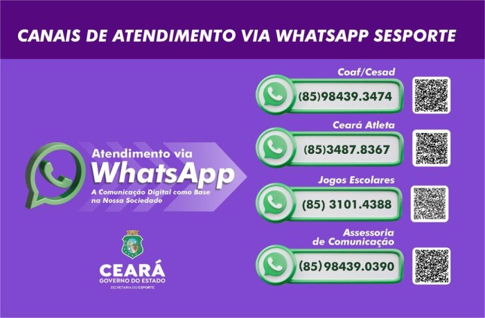 Sesporte abre canais de atendimento via WhatsApp