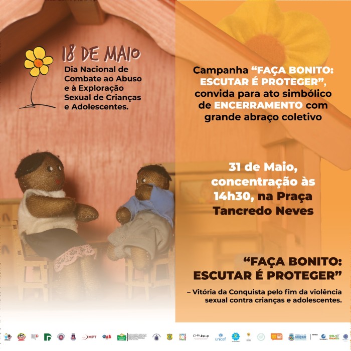 Campanha Faça Bonito: Escutar é Proteger encerra atividades com abraço na Praça Tancredo Neves