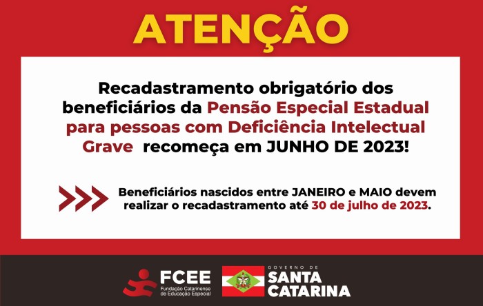 Recadastramento obrigatório da Pensão Especial em SC recomeça em junho