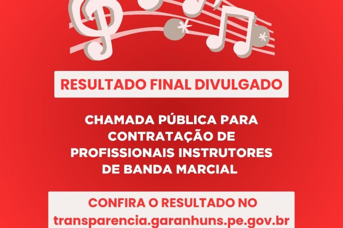 Secretaria de Educação de Garanhuns divulga resultado de edital para instrutores de banda marcial