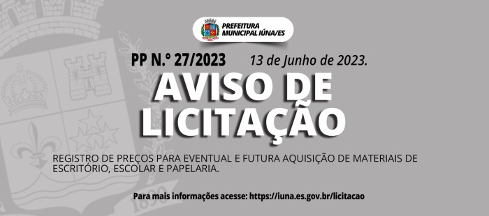 Aviso de Licitação PP Nº 27/2023