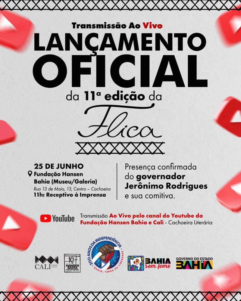 Lançamento da Flica será transmitida ao vivo pela plataforma YouTube. 
