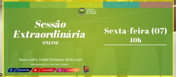 5ª Sessão Extraordinária acontece nesta sexta-feira (07)