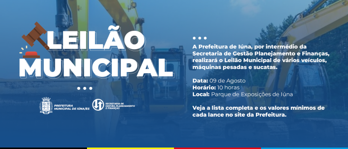 Leilão de veículos, máquinas pesadas e sucatas tem nova data