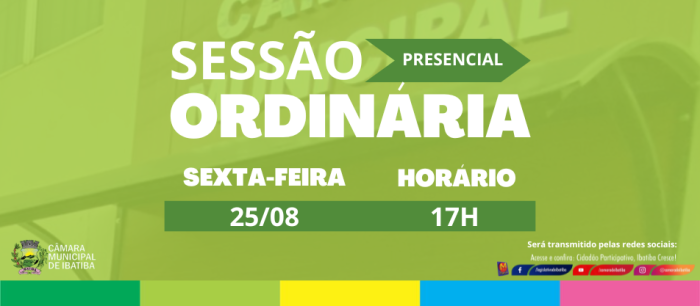 Câmara realizará 12ª Sessão Ordinária nesta sexta-feira (25)