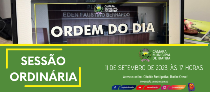 Câmara realizará 13ª Sessão Ordinária na próxima segunda-feira (11)