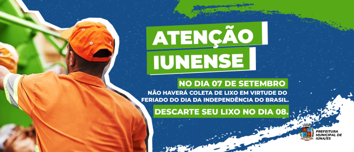 Prefeitura comunica que não haverá coleta de lixo nesta quinta-feira (07)
