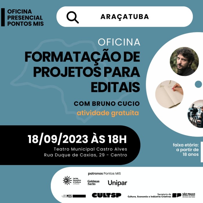 Cultura e Pontos MIS realizam oficina gratuita sobre formatação de projetos para editais