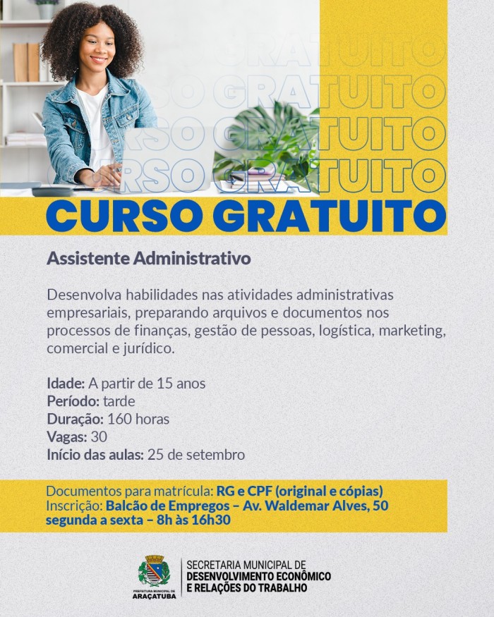 Senac Araçatuba oferece curso gratuito para pessoas a partir de 15 anos