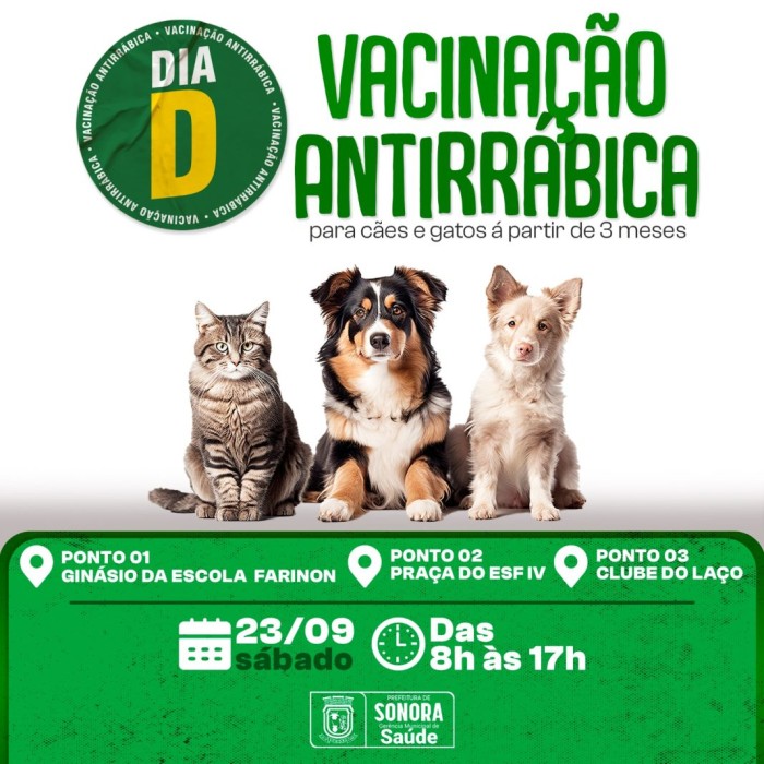 CAMPANHA ANTIRRÁBICA DIA “D” – VACINAÇÃO DE CÃES E GATOS