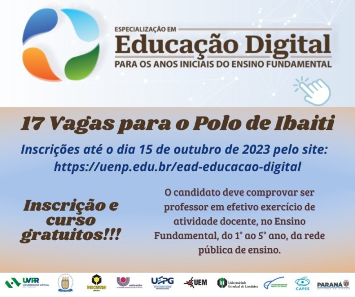 Especialização em Educação Digital na Universidade Aberta de Ibaiti