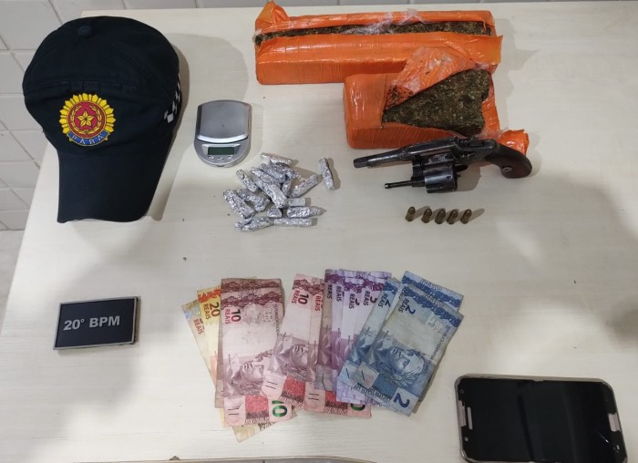 20º BPM captura foragido e prende mulher com drogas e arma de fogo