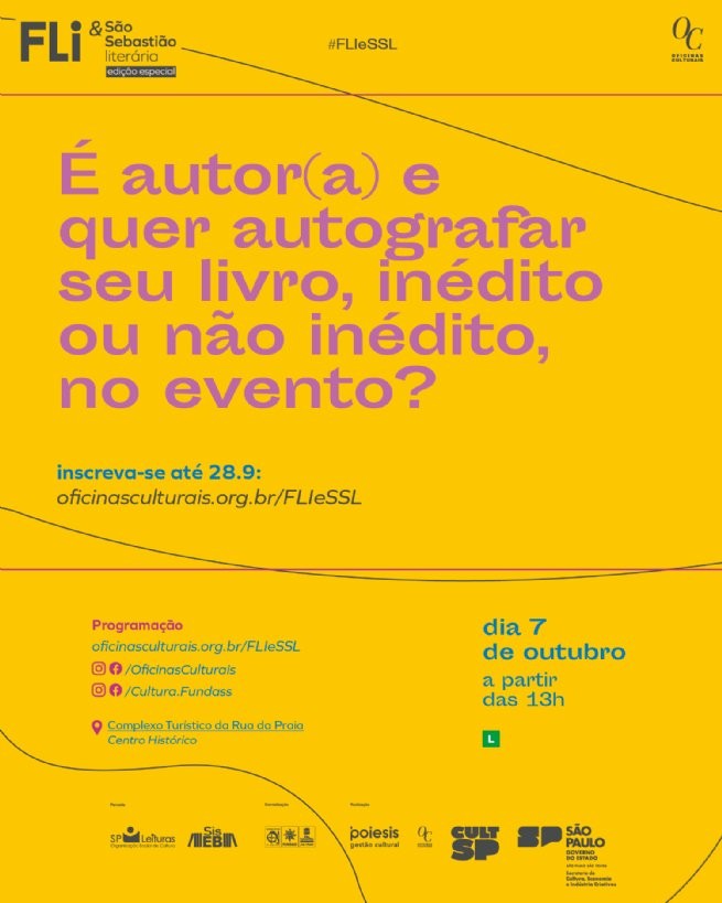 FLI & São Sebastião Literária terá espaço para que autores e autoras do Litoral Norte possam autografar seus livros
