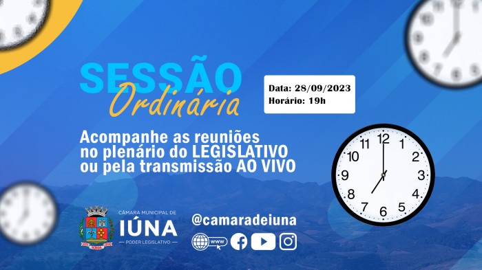 Acontece hoje a 24ª Sessão Ordinária na Câmara Municipal