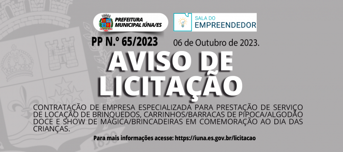 Aviso de Licitação PP Nº 65/2023