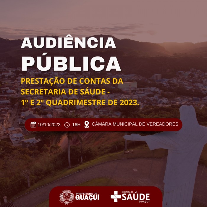 AUDIÊNCIA PÚBLICA: SAÚDE VAI APRESENTAR RELATÓRIO DO 1° E 2º QUADRIMESTRE DE 2023