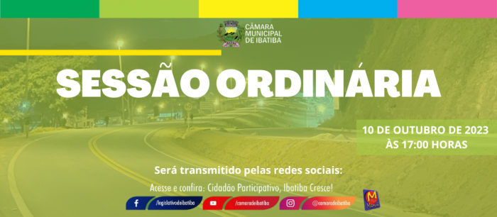 Câmara Municipal realizará 15ª Sessão Ordinária nesta terça-feira (10)