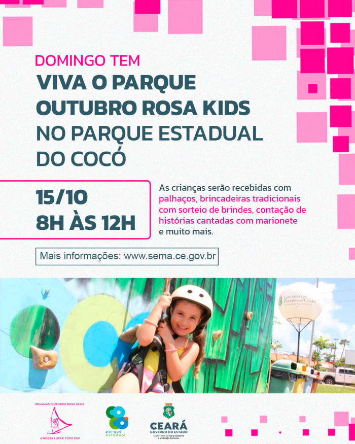 Programa Viva o Parque recebe o Outubro Rosa Kids neste domingo